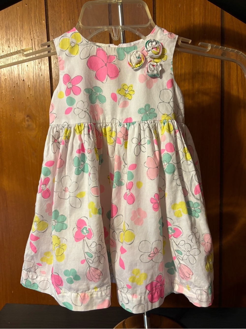 Carter's White Floral Casual Dress with Pink, Yellow & Mint Accents